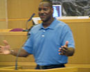 Derrick Brooks speaks to the Drug Court graduates
