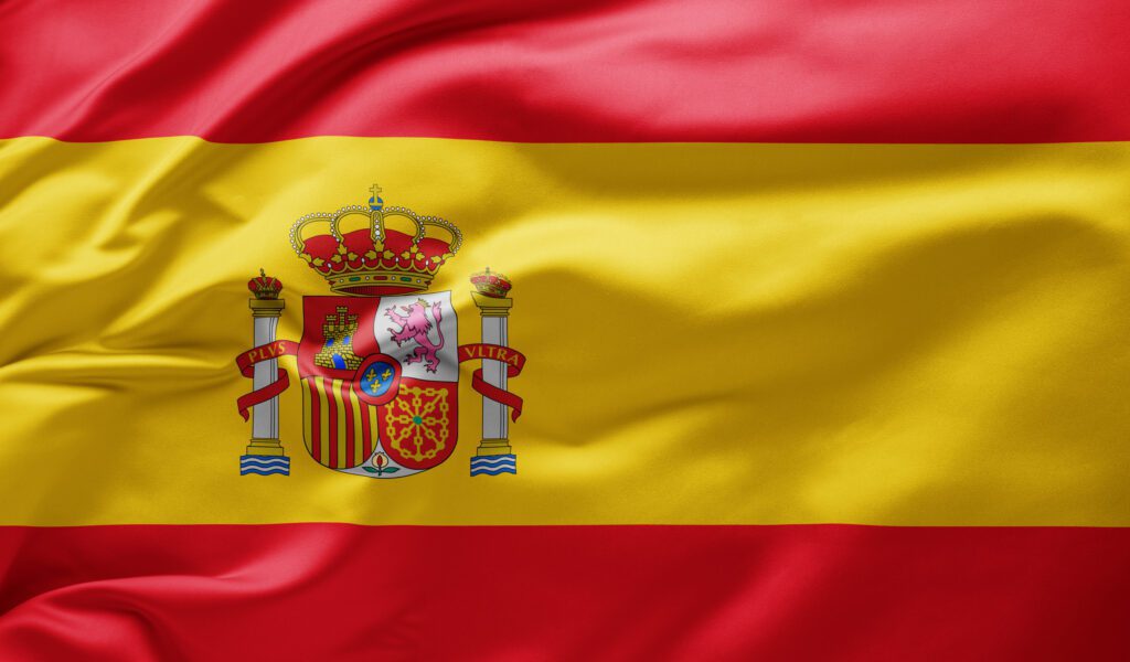 Waving national flag of Spain.